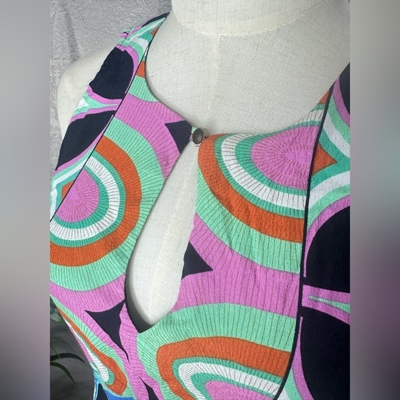NEW Anthropologie Kenzie Multicolor Mod Print Asymmetrical Midi Dress Sz 4 - Picture 6 of 14